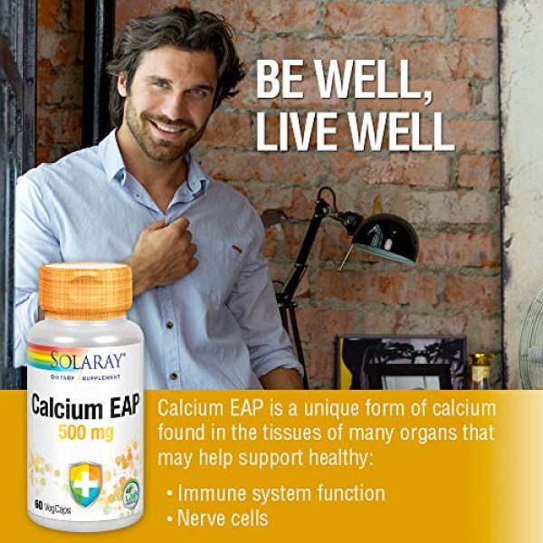 Solaray Calcium Supplement 3 Solaray Calcium EAP 500 mg | Aminoethyl Phosphate for Healthy Immune System Support | Lab Verified | 60 VegCaps